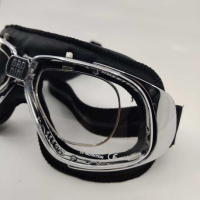 LUNETTES NANNINI RIDER4v - Couleur : Chrome poli - Cuir noir, Couleur verre : ECRAN Clair antibuée