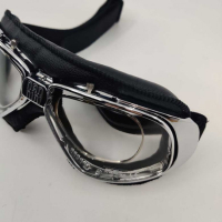 LUNETTES NANNINI RIDER4v - Couleur : Chrome poli - Cuir noir, Couleur verre : ECRAN Clair antibuée