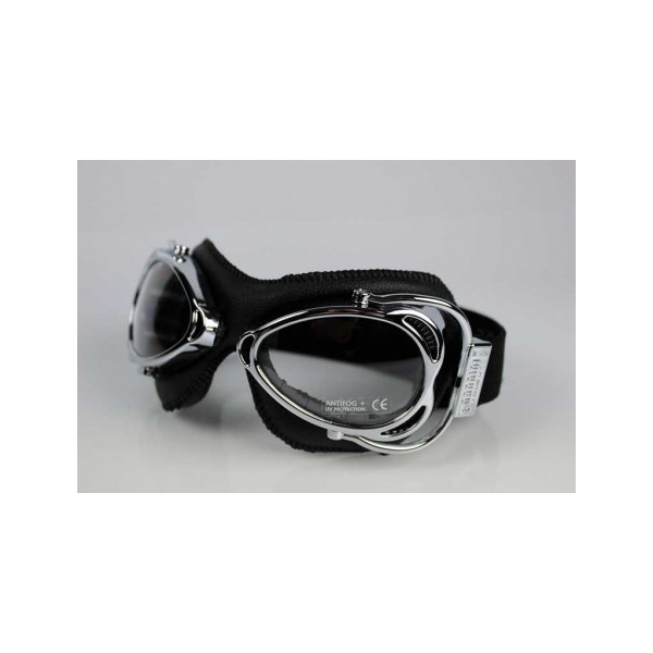 LUNETTES NANNINI STREETFIGHTER - Couleur : Chrome poli - Cuir noir, Couleur verre : ECRAN Miroir argenté