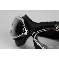 LUNETTES NANNINI STREETFIGHTER - Couleur : Chrome poli - Cuir noir, Couleur verre : ECRAN Miroir argenté