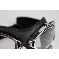 LUNETTES NANNINI STREETFIGHTER - Couleur : Chrome poli - Cuir noir, Couleur verre : ECRAN Miroir argenté