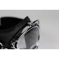 LUNETTES NANNINI STREETFIGHTER - Couleur : Chrome poli - Cuir noir, Couleur verre : ECRAN Miroir argenté