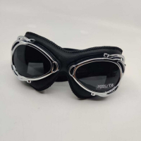 LUNETTES NANNINI STREETFIGHTER - Couleur : Chrome poli - Cuir noir, Couleur verre : ECRAN Miroir argenté