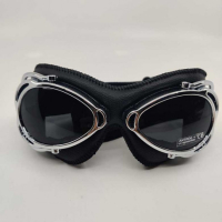 LUNETTES NANNINI STREETFIGHTER - Couleur : Chrome poli - Cuir noir, Couleur verre : ECRAN Miroir argenté