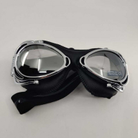 LUNETTES NANNINI STREETFIGHTER - Couleur : Chrome poli - Cuir noir, Couleur verre : ECRAN Miroir argenté