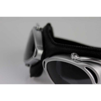 LUNETTES NANNINI STREETFIGHTER - Couleur : Chrome poli - Cuir noir, Couleur verre : ECRAN Miroir argenté