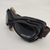 LUNETTES NANNINI STREETFIGHTER - Couleur : Chrome poli - Cuir noir, Couleur verre : ECRAN Miroir argenté