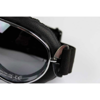 LUNETTES NANNINI TT - Couleur : Chrome poli - Cuir marron, Couleur verre : ECRAN Jaune