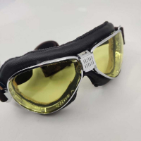 LUNETTES NANNINI TT - Couleur : Chrome poli - Cuir marron, Couleur verre : ECRAN Jaune