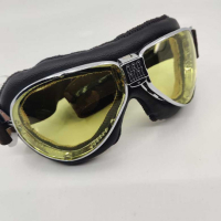 LUNETTES NANNINI TT - Couleur : Chrome poli - Cuir marron, Couleur verre : ECRAN Jaune