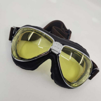 LUNETTES NANNINI TT - Couleur : Chrome poli - Cuir marron, Couleur verre : ECRAN Jaune