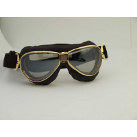 LUNETTES NANNINI TT - Couleur : Chrome poli - Cuir marron, Couleur verre : ECRAN Jaune