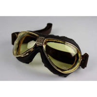 LUNETTES NANNINI TT - Couleur : Chrome poli - Cuir marron, Couleur verre : ECRAN Jaune