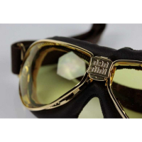 LUNETTES NANNINI TT - Couleur : Chrome poli - Cuir marron, Couleur verre : ECRAN Jaune