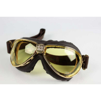 LUNETTES NANNINI TT - Couleur : Chrome poli - Cuir marron, Couleur verre : ECRAN Jaune