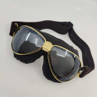 LUNETTES NANNINI TT - Couleur : Chrome poli - Cuir marron, Couleur verre : ECRAN Jaune