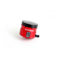 GROS RESERVOIR DE LIQUIDE DE FREIN EVOTECH SORTIE LATERALE - Couleur Corps : Rouge, Couleur bouchon : Noir