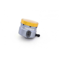 GROS RESERVOIR DE LIQUIDE DE FREIN EVOTECH SORTIE LATERALE - Couleur Corps : Rouge, Couleur bouchon : Bleu