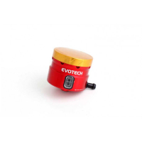 GROS RESERVOIR DE LIQUIDE DE FREIN EVOTECH SORTIE LATERALE - Couleur Corps : Rouge, Couleur bouchon : Or