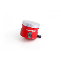 GROS RESERVOIR DE LIQUIDE DE FREIN EVOTECH SORTIE LATERALE - Couleur Corps : Bleu, Couleur bouchon : Rouge