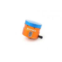 GROS RESERVOIR DE LIQUIDE DE FREIN EVOTECH SORTIE LATERALE - Couleur Corps : Bleu, Couleur bouchon : Rouge
