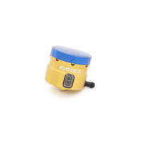 GROS RESERVOIR DE LIQUIDE DE FREIN EVOTECH SORTIE LATERALE - Couleur Corps : Bleu, Couleur bouchon : Rouge