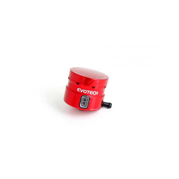 GROS RESERVOIR DE LIQUIDE DE FREIN EVOTECH SORTIE LATERALE - Couleur Corps : Orange, Couleur bouchon : Rouge