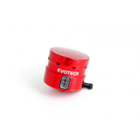 GROS RESERVOIR DE LIQUIDE DE FREIN EVOTECH SORTIE LATERALE - Couleur Corps : Titanium, Couleur bouchon : Rouge
