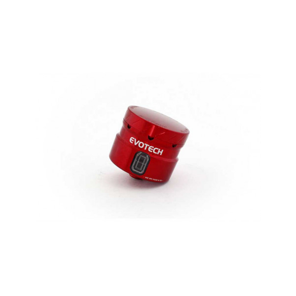 GROS RESERVOIR DELIQUIDE DE FREIN EVOTECH SORTIE DROITE - Couleur Corps : Rouge, Couleur bouchon : Titanium