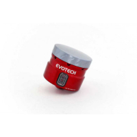 GROS RESERVOIR DELIQUIDE DE FREIN EVOTECH SORTIE DROITE - Couleur Corps : Rouge, Couleur bouchon : Titanium