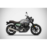 DOUBLE ECHAPPEMENT ZARD INOX NOIR MOTO GUZZI V7 850 - Options : poli, Matière : inox, Embout : embout inox, Version : homologué 