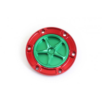 APRILIA/BENELLE/DERBI/KTM-MOTO GUZZI/MV AGUSTA/TRIUMPH TRAPPE A ESSENCE A VISSER - Couleur extérieur de trappe : ROUGE, Couleur bouchon intérieur de trappe : NOIR MAT