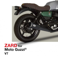DOUBLE ECHAPPEMENT ZARD INOX NOIR MOTO GUZZI V7 850 - Options : noir, Version : racing, Embout : embout inox, Matière : inox