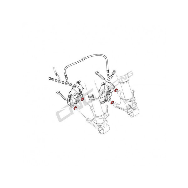 KIT DE 4 ENTRETOISES ETRIER DE FREIN CNC RACING - Couleur 1 : ROUGE
