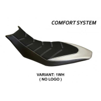 HOUSSE DE SELLE COMPATIBLE APRILIA DORSODURO 750 - 900 - 1200 (10-20) MODÈLE TRI - Logo : AVEC LOGO, Couleur : BLANC, Type : CONFORT