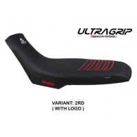 HOUSSE DE SELLE COMPATIBLE APRILIA TUAREG 660 (21-22) MODÈLE BORAS CONFORT, BLEU - Logo : AVEC LOGO, Couleur : JAUNE, Type : CONFORT