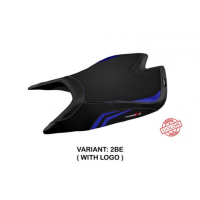 HOUSSE DE SELLE COMPATIBLE APRILIA TUONO V4 FACTORY (21-22) MODÈLE NASHUA SPECIA - Logo : AVEC LOGO, Couleur : BLEU, Type : CONFORT