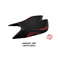 HOUSSE DE SELLE COMPATIBLE APRILIA TUONO V4 FACTORY (21-22) MODÈLE NASHUA SPECIA - Logo : AVEC LOGO, Couleur : BLEU, Type : CONFORT
