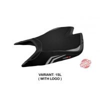 HOUSSE DE SELLE COMPATIBLE APRILIA TUONO V4 FACTORY (21-22) MODÈLE NASHUA SPECIA - Logo : AVEC LOGO, Couleur : BLEU, Type : CONFORT