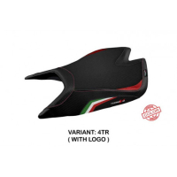 HOUSSE DE SELLE COMPATIBLE APRILIA TUONO V4 FACTORY (21-22) MODÈLE NASHUA SPECIA - Logo : AVEC LOGO, Couleur : BLEU, Type : CONFORT