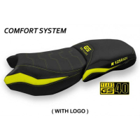HOUSSE DE SELLE COMPATIBLE BMW R 1250 GS ADVENTURE (19-22) MODÈLE MAPELLO - Logo : AVEC LOGO, Couleur : JAUNE, Type : CONFORT
