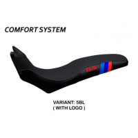 HOUSSE DE SELLE COMPATIBLE BMW F 700/800 GS (08-18) MODÈLE BARONE ANNIVERSARY - Logo : AVEC LOGO, Couleur : BLANC, Type : CONFORT
