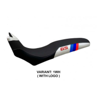 HOUSSE DE SELLE COMPATIBLE BMW F 700/800 GS (08-18) MODÈLE BARONE ANNIVERSARY - Couleur : BLANC, Type : CONFORT, Logo : AVEC LOGO