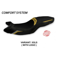 HOUSSE DE SELLE COMPATIBLE BMW F 900 XR (19-22) MODÈLE TARTU SPECIAL COLOR - Logo : AVEC LOGO, Couleur : OR - ARGENT, Type : CONFORT 