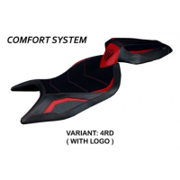 HOUSSE DE SELLE COMPATIBLE APRILIA RS 660 (21-22) MODÈLE NAXOS ULTRAGRIP, ROUGE, - Logo : AVEC LOGO, Couleur : NOIR, Type : ULTRAGRIP