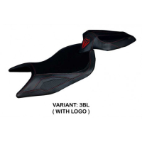 HOUSSE DE SELLE COMPATIBLE APRILIA RS 660 (21-22) MODÈLE NAXOS ULTRAGRIP, ROUGE, - Logo : AVEC LOGO, Couleur : NOIR, Type : ULTRAGRIP