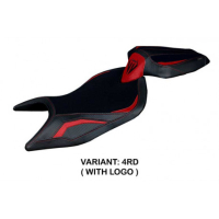 HOUSSE DE SELLE COMPATIBLE APRILIA RS 660 (21-22) MODÈLE NAXOS ULTRAGRIP, ROUGE, - Logo : AVEC LOGO, Couleur : NOIR, Type : ULTRAGRIP