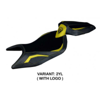 HOUSSE DE SELLE COMPATIBLE APRILIA RS 660 (21-22) MODÈLE NAXOS ULTRAGRIP, ROUGE, - Logo : AVEC LOGO, Couleur : NOIR, Type : ULTRAGRIP