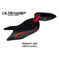 HOUSSE DE SELLE COMPATIBLE APRILIA RS 660 (21-22) MODÈLE NAXOS ULTRAGRIP, ROUGE, - Logo : AVEC LOGO, Couleur : NOIR, Type : ULTRAGRIP
