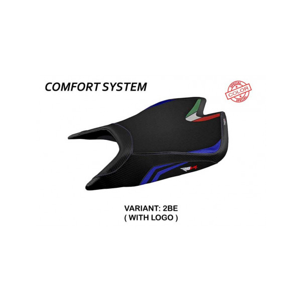 HOUSSE DE SELLE COMPATIBLE APRILIA RSV4 (21-22) MODÈLE LEON SPECIAL COLOR ULTRAG - Logo : AVEC LOGO, Couleur : TRICOLORE, Type : CONFORT